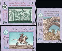تمبر یادبود بیست و پنجمین سده شاهنشاهی ( 4 ) 2500th Anniv of iranian Empire اسکناس و تمبر ایران